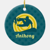 Retro Sunset Skateboarding Thema Aangepaste naam B Keramisch Ornament (Achterkant)