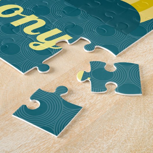 Retro Sunset Skateboarding Thema Aangepaste naam B Legpuzzel (Zijkant)