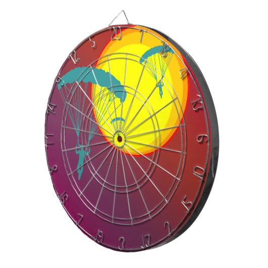 retro sunset skydivers dartbord (Voorkant Rechts)
