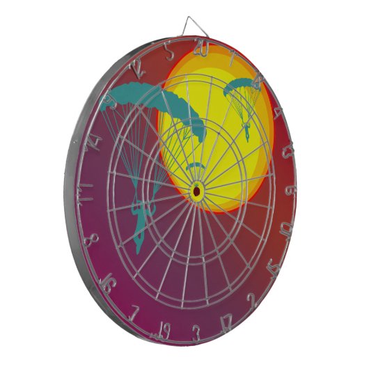 retro sunset skydivers dartbord (Voorkant Links)