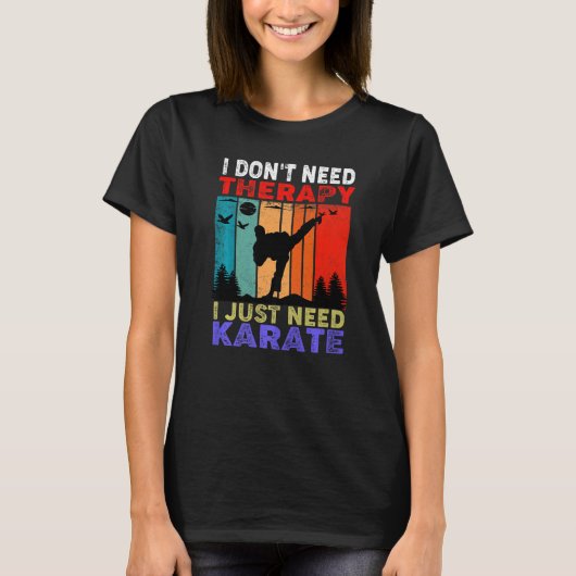 Retro Sunset Slogan Ik heb geen therapie nodig T-shirt (Voorkant)