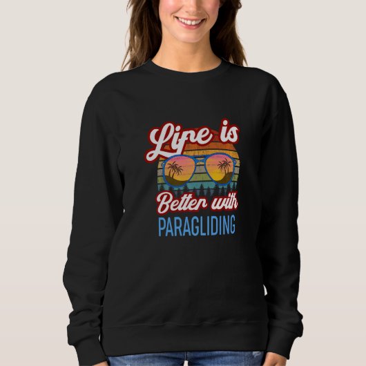 Retro Sunset Slogan With Paragliding Trui (Voorkant)