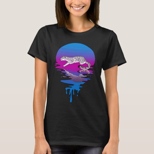 Retro Sunset Snow Leopard T-shirt (Voorkant)