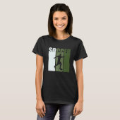 Retro Sunset Soccer Player Green Silhouette T-shirt (Voorkant volledig)