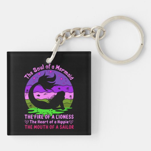  Retro Sunset Soul van een zeemeermin Sleutelhanger (Achterkant)