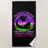  Retro Sunset Soul van een zeemeermin Strandlaken (Voorkant)