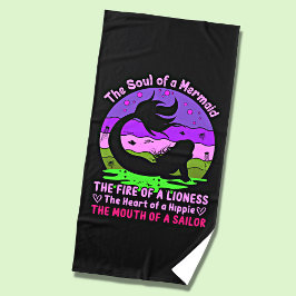  Retro Sunset Soul van een zeemeermin Strandlaken