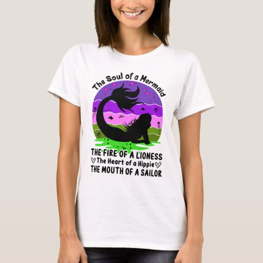  Retro Sunset Soul van een zeemeermin T-shirt (Voorkant)