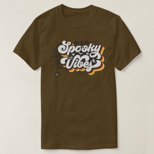 Retro Sunset Spooky Vibes Pumpkin Spooky Season Ha T-shirt (Design voorkant)