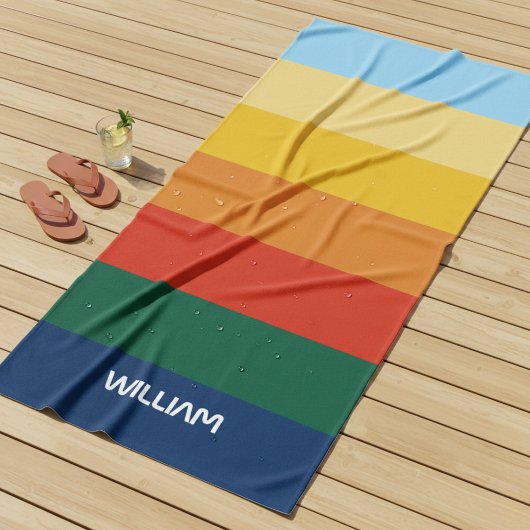 Retro Sunset Strepen met Eenvoudige Ruimte Vetgedr Strandlaken