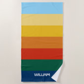 Retro Sunset Strepen met Eenvoudige Ruimte Vetgedr Strandlaken (Voorkant)
