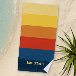 Retro Sunset Strepen met Eenvoudige Sans Serif Naa Strandlaken