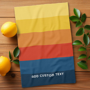 Retro Sunset Strepen met Eenvoudige Sans Serif Naa Theedoek