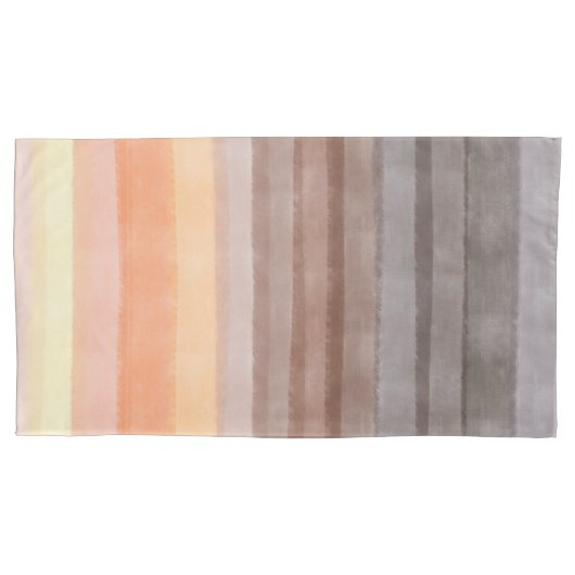 Retro sunset stripes boho oranje bruine gradiënt kussensloop (Voorkant-Links)