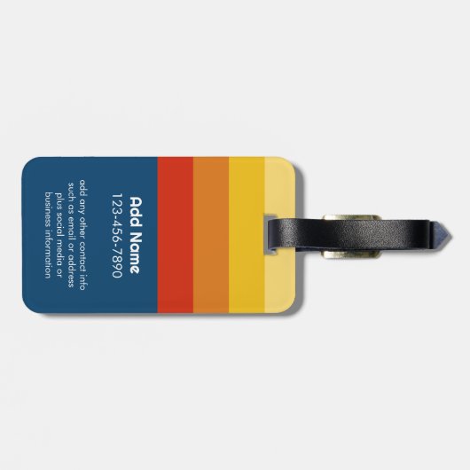 Retro Sunset Stripes met Simple Sans Serif Name Bagagelabel (Achterkant horizontaal)