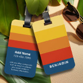 Retro Sunset Stripes met Simple Sans Serif Name Bagagelabel
