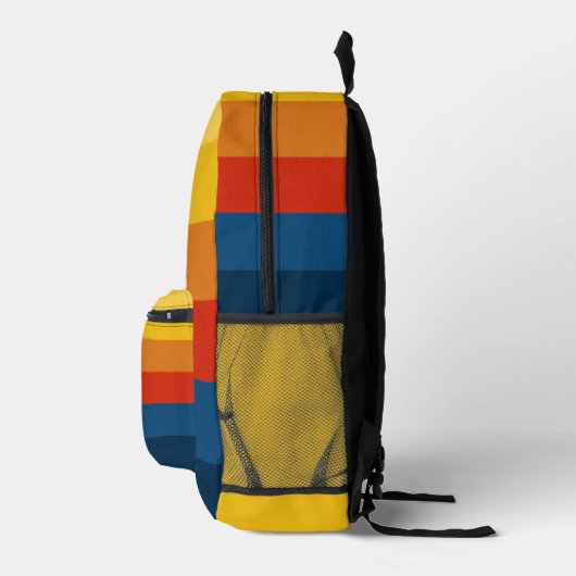 Retro Sunset Stripes met Simple Sans Serif Name Bedrukte Rugzak (Rechts)
