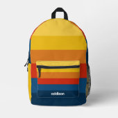 Retro Sunset Stripes met Simple Sans Serif Name Bedrukte Rugzak (Voorkant)