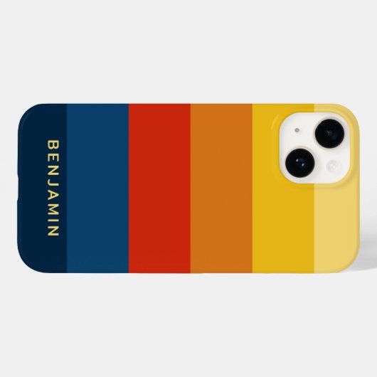 Retro Sunset Stripes met Simple Sans Serif Name Case-Mate iPhone Case (Achterkant (horizontaal))