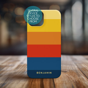 Retro Sunset Stripes met Simple Sans Serif Name Case-Mate iPhone 14 Hoesje