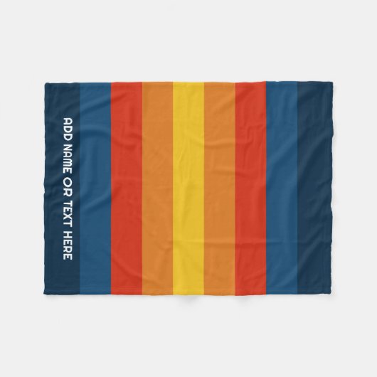 Retro Sunset Stripes met Simple Sans Serif Name Fleece Deken (Voorkant (Horizontaal))