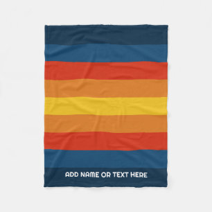 Retro Sunset Stripes met Simple Sans Serif Name Fleece Deken