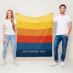 Retro Sunset Stripes met Simple Sans Serif Name Fleece Deken