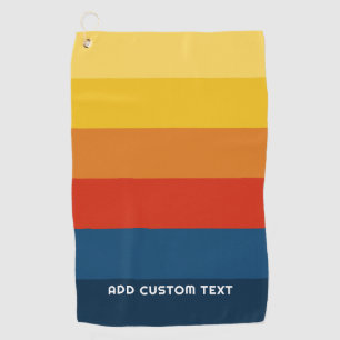 Retro Sunset Stripes met Simple Sans Serif Name Golfhanddoek