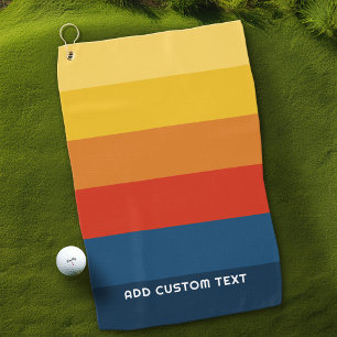 Retro Sunset Stripes met Simple Sans Serif Name Golfhanddoek