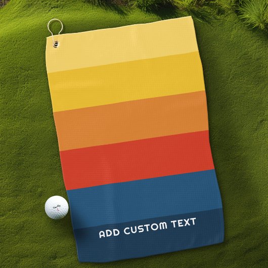 Retro Sunset Stripes met Simple Sans Serif Name Golfhanddoek
