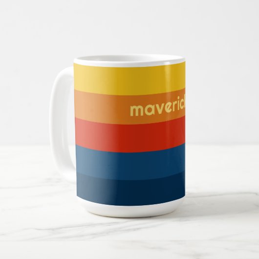 Retro Sunset Stripes met Simple Sans Serif Name Koffiemok (Voorkant links)