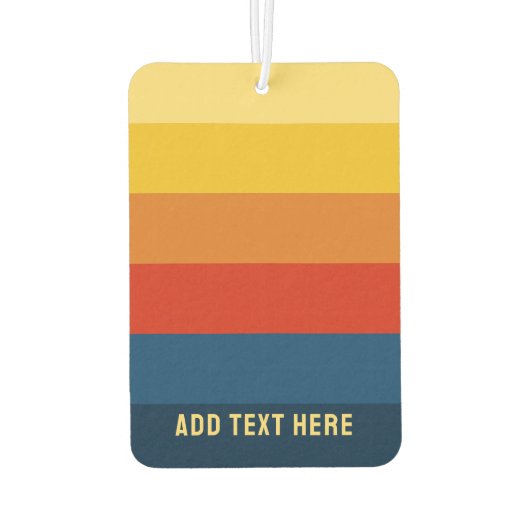 Retro Sunset Stripes met Simple Sans Serif Name Luchtverfrisser (Achterkant)