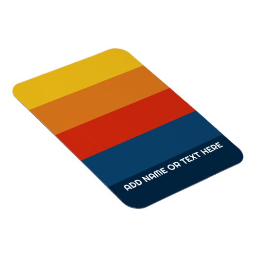 Retro Sunset Stripes met Simple Sans Serif Name Magneet (Rechterzijde)