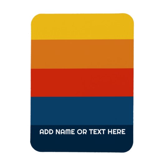Retro Sunset Stripes met Simple Sans Serif Name Magneet (Verticaal)