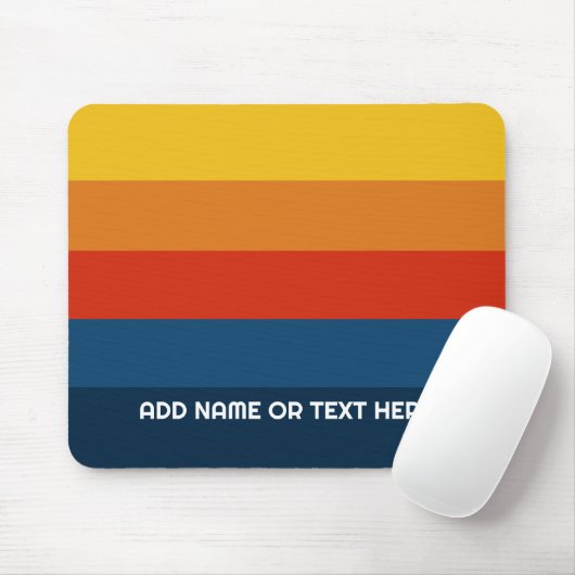 Retro Sunset Stripes met Simple Sans Serif Name Muismat (Met muis)