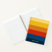 Retro Sunset Stripes met Simple Sans Serif Name Notitieboek (Binnen)