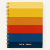 Retro Sunset Stripes met Simple Sans Serif Name Notitieboek (Voorkant)