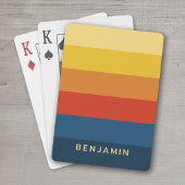 Retro Sunset Stripes met Simple Sans Serif Name Pokerkaarten