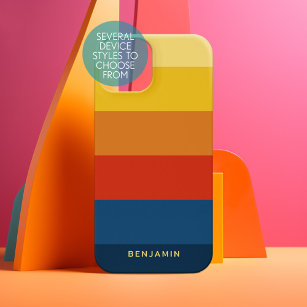 Retro Sunset Stripes met Simple Sans Serif Name Samsung Galaxy Hoesje