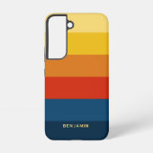 Retro Sunset Stripes met Simple Sans Serif Name Samsung Galaxy Hoesje (Achterkant)