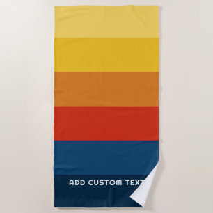 Retro Sunset Stripes met Simple Sans Serif Name Strandlaken