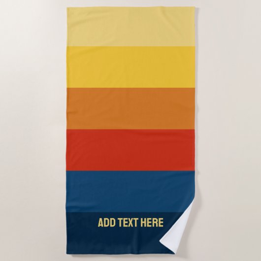 Retro Sunset Stripes met Simple Sans Serif Name Strandlaken (Voorkant)