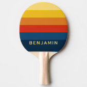 Retro Sunset Stripes met Simple Sans Serif Name Tafeltennisbatje (Voorkant)
