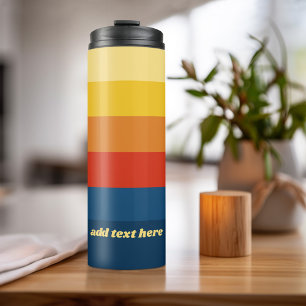 Retro Sunset Stripes met Simple Sans Serif Name Thermosbeker