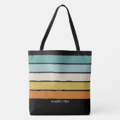 Retro Sunset Stripes met Simple Sans Serif Name Tote Bag (Voorkant)