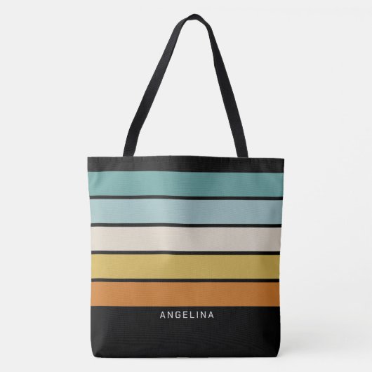 Retro Sunset Stripes met Simple Sans Serif Name Tote Bag (Voorkant)