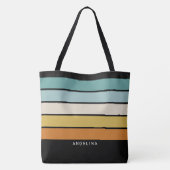 Retro Sunset Stripes met Simple Sans Serif Name Tote Bag (Achterkant)