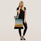 Retro Sunset Stripes met Simple Sans Serif Name Tote Bag (Op model)