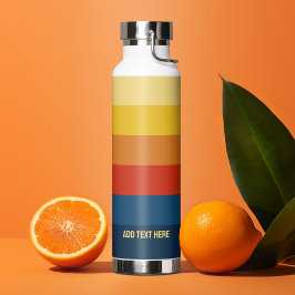 Retro Sunset Stripes met Simple Sans Serif Name Waterfles