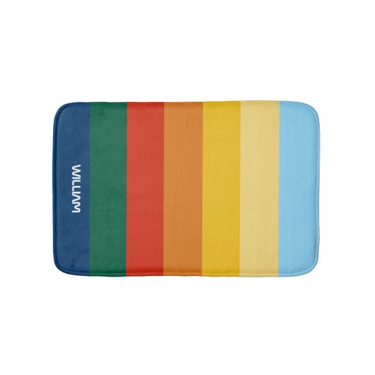 Retro Sunset Stripes with Simple Space Bold Name Badmat (Voorkant)